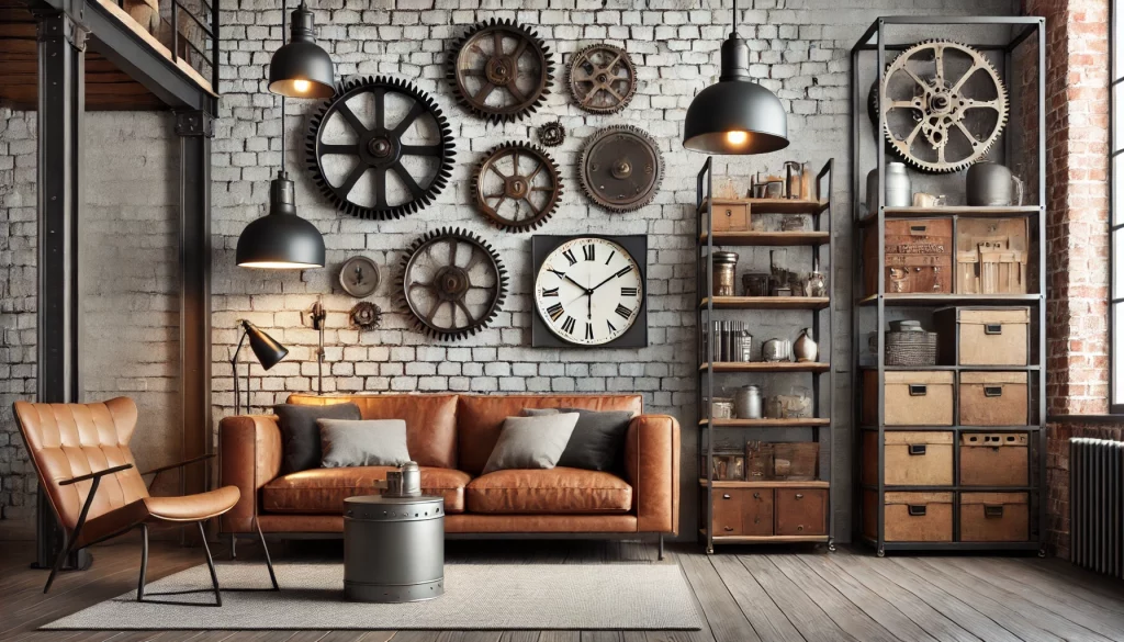 A Modern Living Room Featuring Stylish Industrial Decor