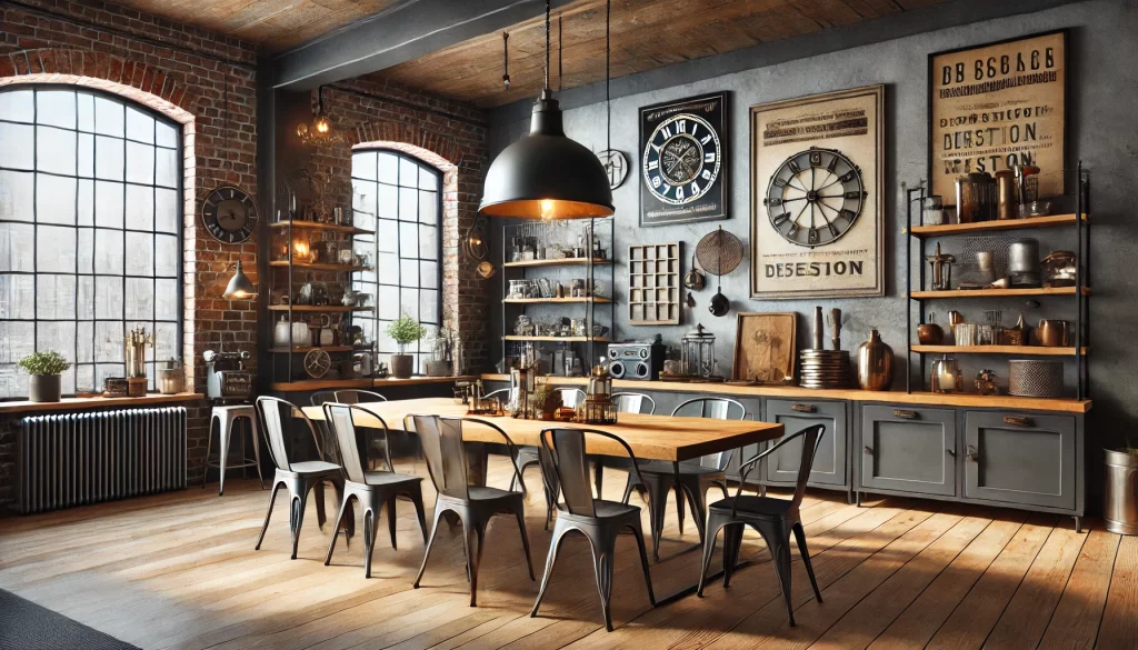 A Dining Room With Industrial Decor