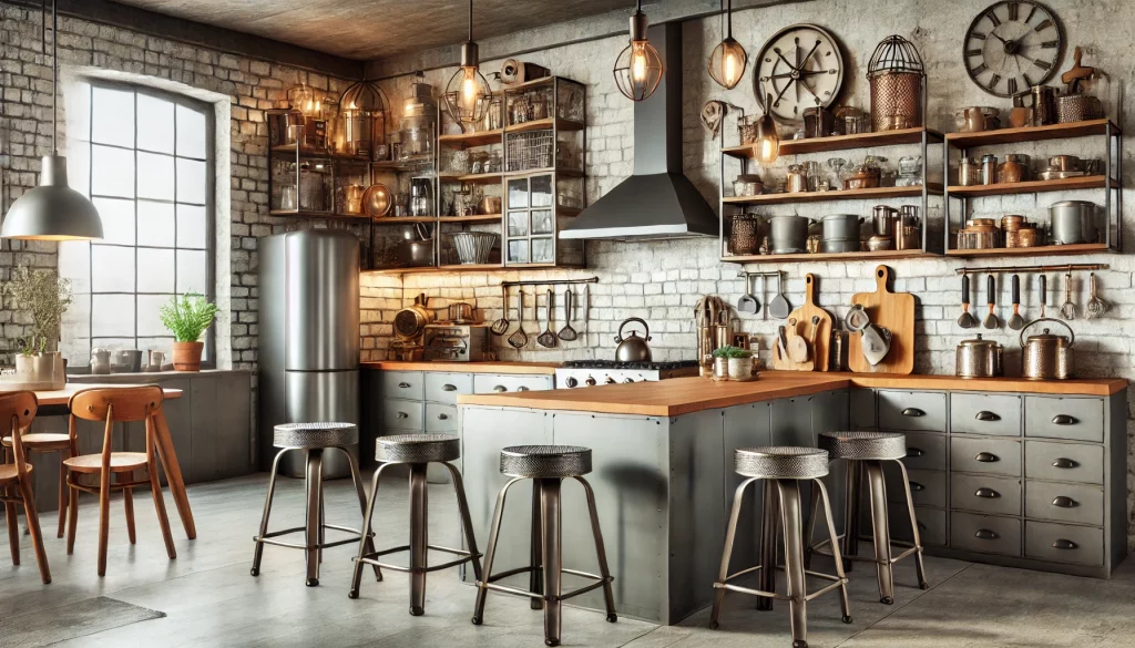 A Modern Kitchen Featuring Elegant Industrial Decor Items