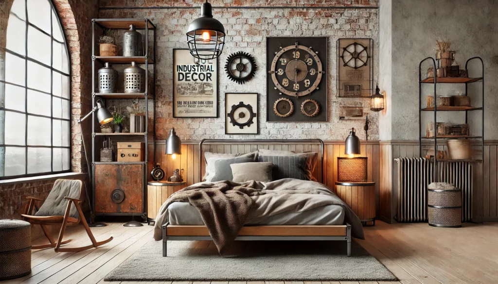 A Cozy Bedroom With Stylish Industrial Decor