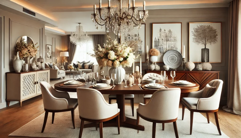 A Stylish Dining Room With Elegant Accessories