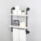 Decorative Industrial Pipe Shelf With Rustic Wood 2T 1