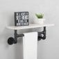 Decorative Industrial Pipe Shelf With Rustic Wood