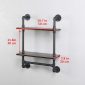 Decorative Industrial Pipe Shelf With Rustic Wood Retro Black 2T 1