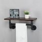 Decorative Industrial Pipe Shelf With Rustic Wood Retro Black 3