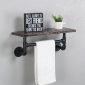 Decorative Industrial Pipe Shelf With Rustic Wood Retro Black