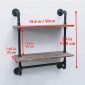 Decorative Industrial Pipe Shelf With Rustic Wood Retro Grey 2T 1