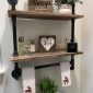 Decorative Industrial Pipe Shelf With Rustic Wood Retro Grey 2T