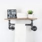 Decorative Industrial Pipe Shelf With Rustic Wood Retro Grey 3