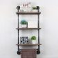 Decorative Industrial Pipe Shelf With Rustic Wood Retro Grey 3T 2