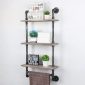 Decorative Industrial Pipe Shelf With Rustic Wood Retro Grey 3T 3