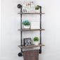 Decorative Industrial Pipe Shelf With Rustic Wood Retro Grey 3T