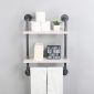 Decorative Industrial Pipe Shelf With Rustic Wood Retro White 2T 2