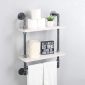 Decorative Industrial Pipe Shelf With Rustic Wood Retro White 2T