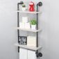 Decorative Industrial Pipe Shelf With Rustic Wood Retro White 3T 3