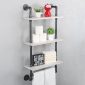 Decorative Industrial Pipe Shelf With Rustic Wood Retro White 3T