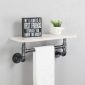 Decorative Industrial Pipe Shelf With Rustic Wood Retro White