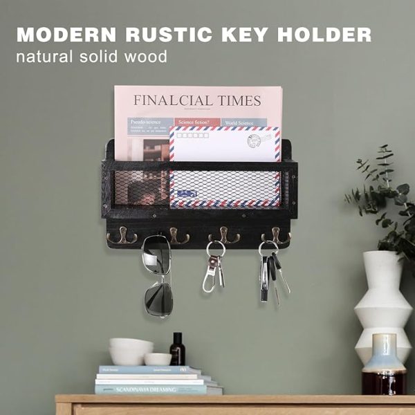 Entryway Mail And Key Holder Rack Black 2