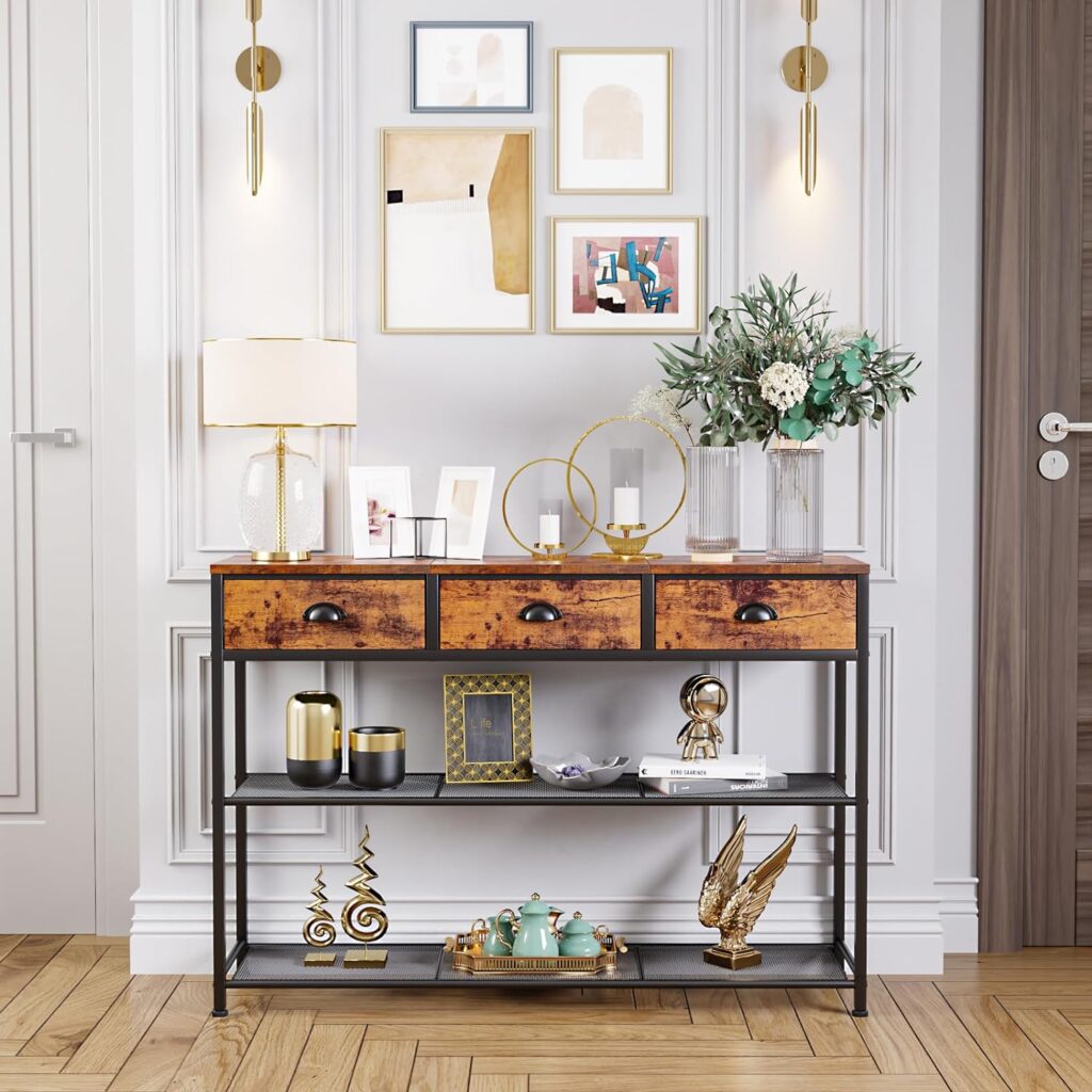 Entryway Table Industrial Console Sleek Design 2