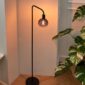 Industrial Standing Lamp with Decorative Glass Shade entry way