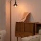 Industrial Standing Lamp with Decorative Glass Shade living room