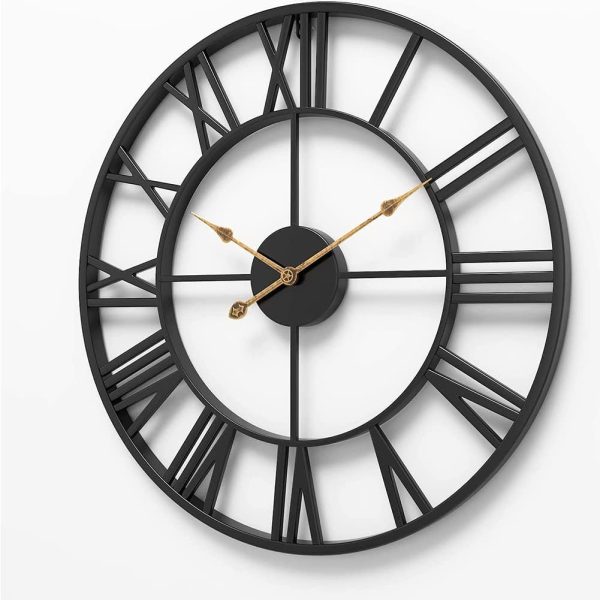 Industrial Wall Clock Large Quiet Non-Ticking Design 1