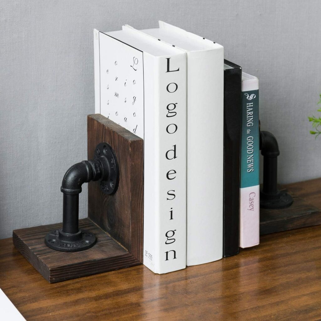 Rustic Wood Bookends Decorative Desk Accessories 1