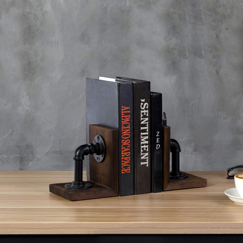 Rustic Wood Bookends Decorative Desk Accessories 2