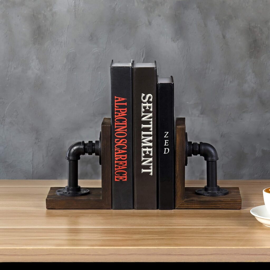 Rustic Wood Bookends Decorative Desk Accessories 3