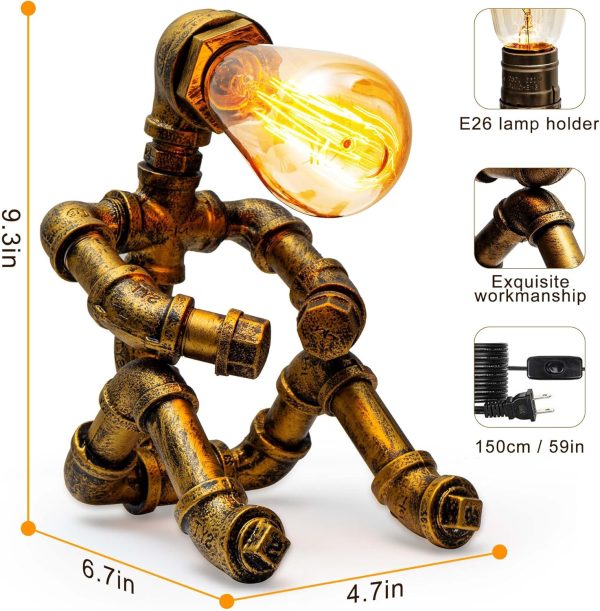 Steampunk Industrial Table Water Pipe Lamp Lighting Design 1