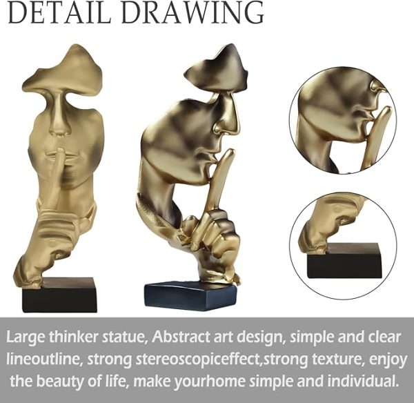 Thinker Statue Gold Abstract Art Figurine for Office and Home 5