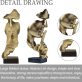 Thinker Statue Gold Abstract Art Figurine for Office and Home 5